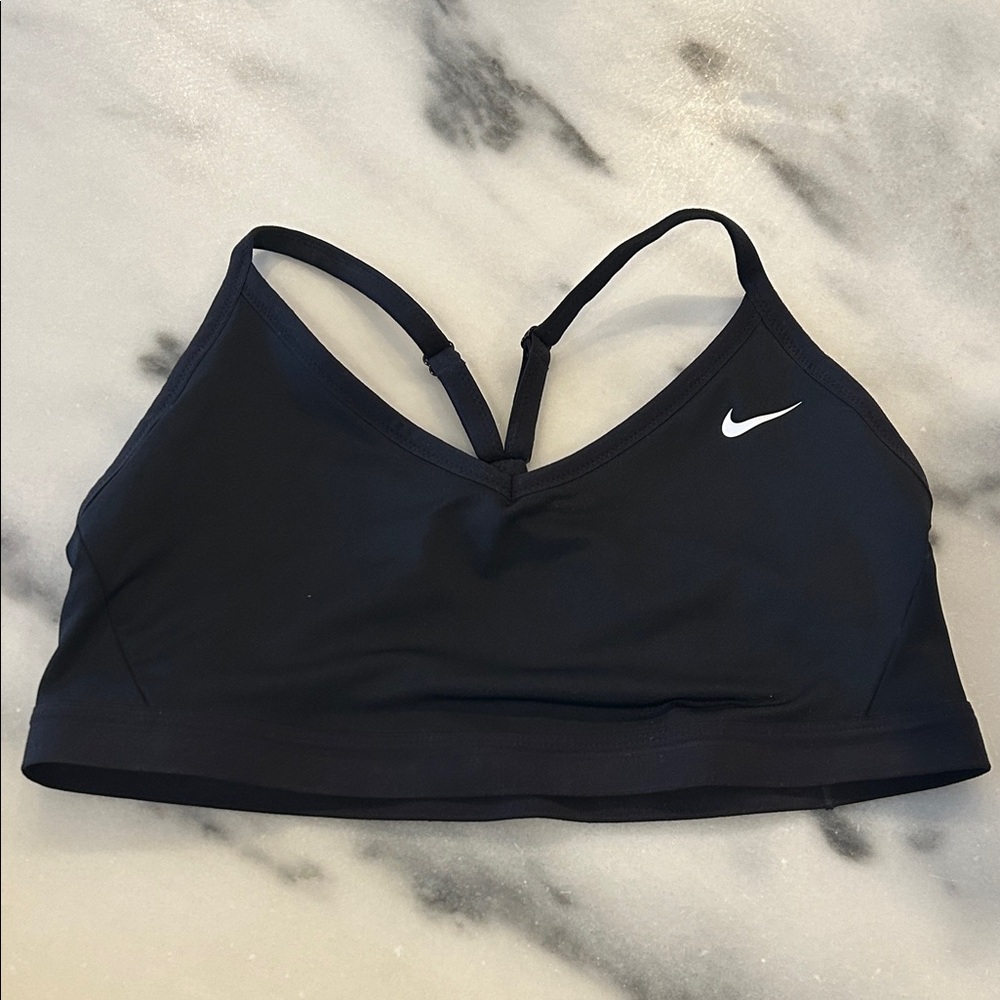 Nike Women's Black Sports Bra with White Logo